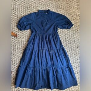 Navy English factory midi dress